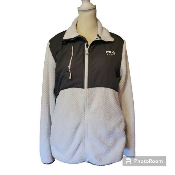 FILA Sport White Fleece Jacket Women's Size Large - Picture 1 of 8